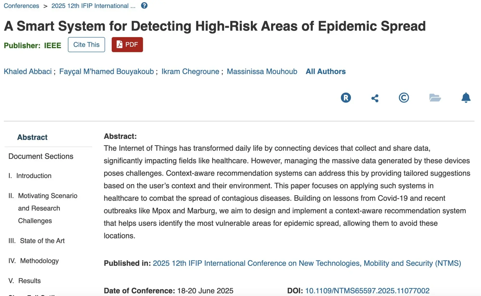 IEEE NTMS 2025 — Smart System for Epidemic Detection